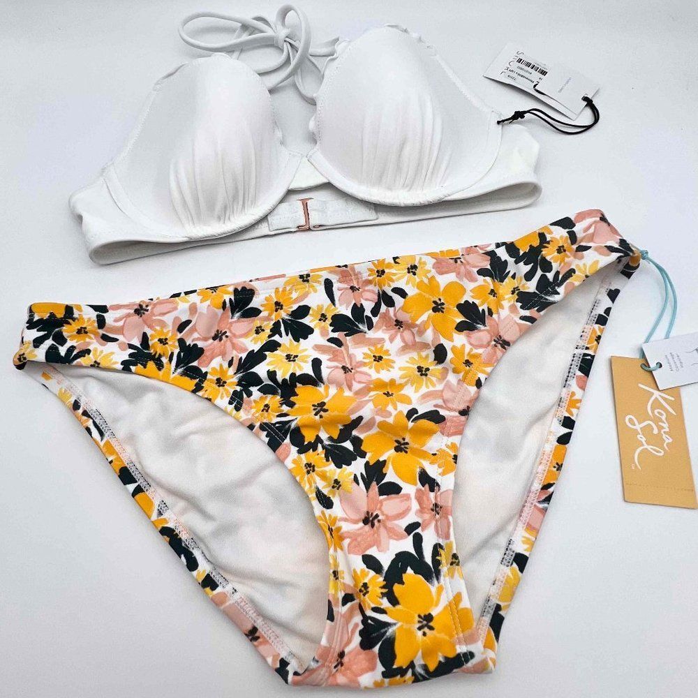 New Target White & Yellow Floral Bikini - Size S